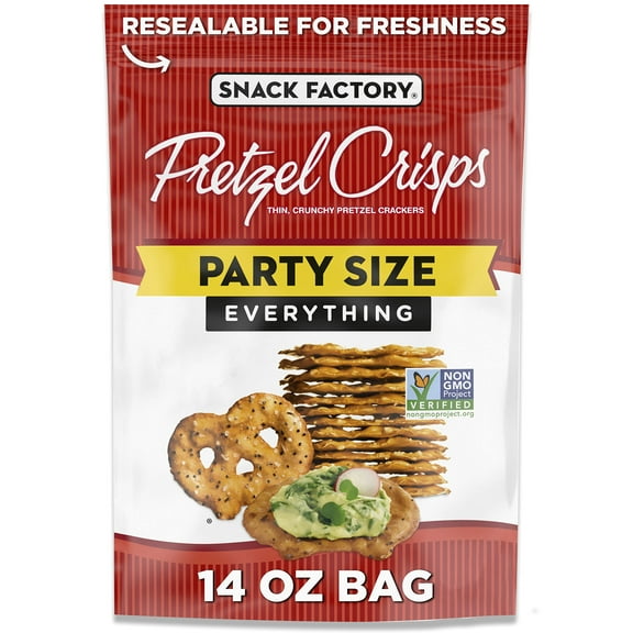 Snack Factory Pretzel Crisps HHA1 Everything, Large Party Size, 14 Ounce