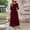 Wine, variant on Women's Plus Size Maxi Dress 3/4 Sleeve Round Neck Mesh Loose Pockets
