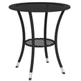 thumbnail image 1 of Outsunny Table à Manger en Osier avec Étagère à 2 Niveaux, Table Basse Ronde, Noir, 1 of 10