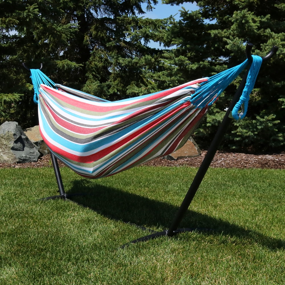 Sunnydaze Brazilian Double Hammock, Two Person, with Carrying Pouch, Max Weight: 450... by Sunnydaze Decor
