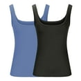 thumbnail image 3 of 2pc Women's Round Neck Ribbed Tank Tops Workout Sleeveless Summer Casual Slim Fitted Cami Shirt Solid Color Sleeveless Tee Ladys Racerback Tank Tops Black 3XL, 3 of 4