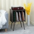 thumbnail image 3 of Record Player Stand, Turntable Stand Holds Up to 100 Albums, Mid-Century Modern Turntable Stand with 4 Cabinet, Grey Vinyl Table Display Shelf for Living Room, Bedroom, 3 of 8