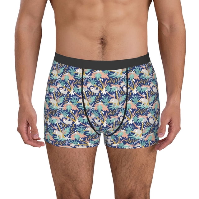 Balery Tropical Sloth Calzoncillos bóxer para hombre, ropa interior de algodón suave y transpirable con cinturilla de nailon-X-Large