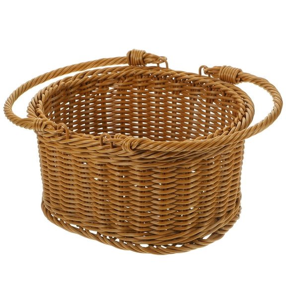 TAILTOSS Light Brown Picnic Basket Imitation Rattan 1Set 9x7x9in