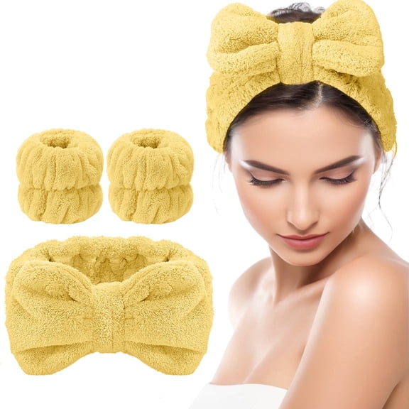 Spa Headband Wristband Set, Face Washing Headband for Women, Soft Microfiber Makeup Skincare Hair Wrap, Facial Mask Shower Accessories