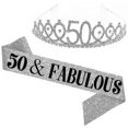 thumbnail image 3 of Women Glittering Rhinestone Letter Print Sash Tiara Set Birthday Party Supplies, 3 of 5