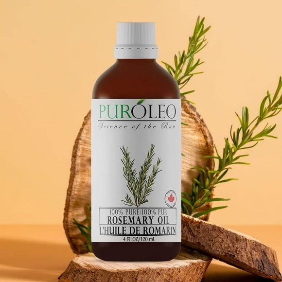 PUROLEO Rosemary Essential Oil 4 Fl Oz/120 ML (Packed In Canada) 100% Pure Natural Undiluted, for Aromatherapy, diffuser, beauty, massage, face, hair | huile essentielle | Use with Diffuser sets