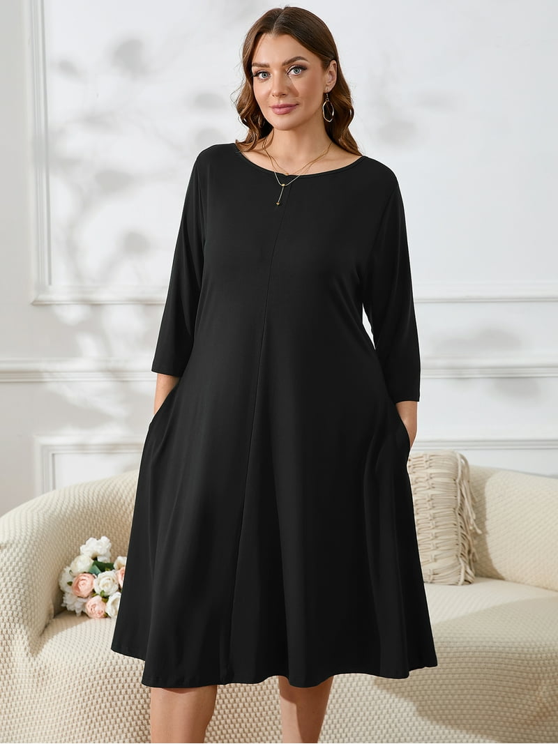 princess polly baby blue dress Black Plus-Size Midi Dresses main image 0