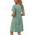 thumbnail image 4 of UVN Summer Dresses for Women Short Sleeve Pleated Midi Dress Casual Tunic Dresses with Pockets, 4 of 9
