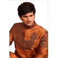 thumbnail image 1 of Pyjama en Soie Brute Moutarde Indienne pour Hommes. Ce Produit Est Fait sur Commande., 1 of 4