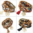 thumbnail image 2 of LISM Cute Wood Bead Bohemia Elastic Charms Bracelets & Bangles Wooden Beads Bracelet Multilayers Pulseras Women, 2 of 4
