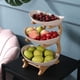 thumbnail image 3 of Plato de frutas con soporte de madera, estantes para pasteles, expositor, organizador, servidor de alimentos 3 niveles beige, 3 of 8