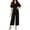 Black, variant on Summer V-neck Womens Wide Leg Jumpsuits Short Sleeve Tie Knot Front Long Romper