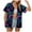 Dark Blue, variant on TOWMUS Women Hawaii Shirts Casual Versatile Tropic Floral Print Lapel V Neck Summer Button Up T-Shirt Short Sleeved Shirt