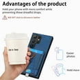 thumbnail image 5 of Dteck for Samsung Galaxy S22 Ultra Case, 2 in 1 Magnetic Wallet with Phone Grip, Compatible with MagSafe, Detachable Premium PU Leather Magnetic Case with Card Slots Ring Holder,Blue, 5 of 9
