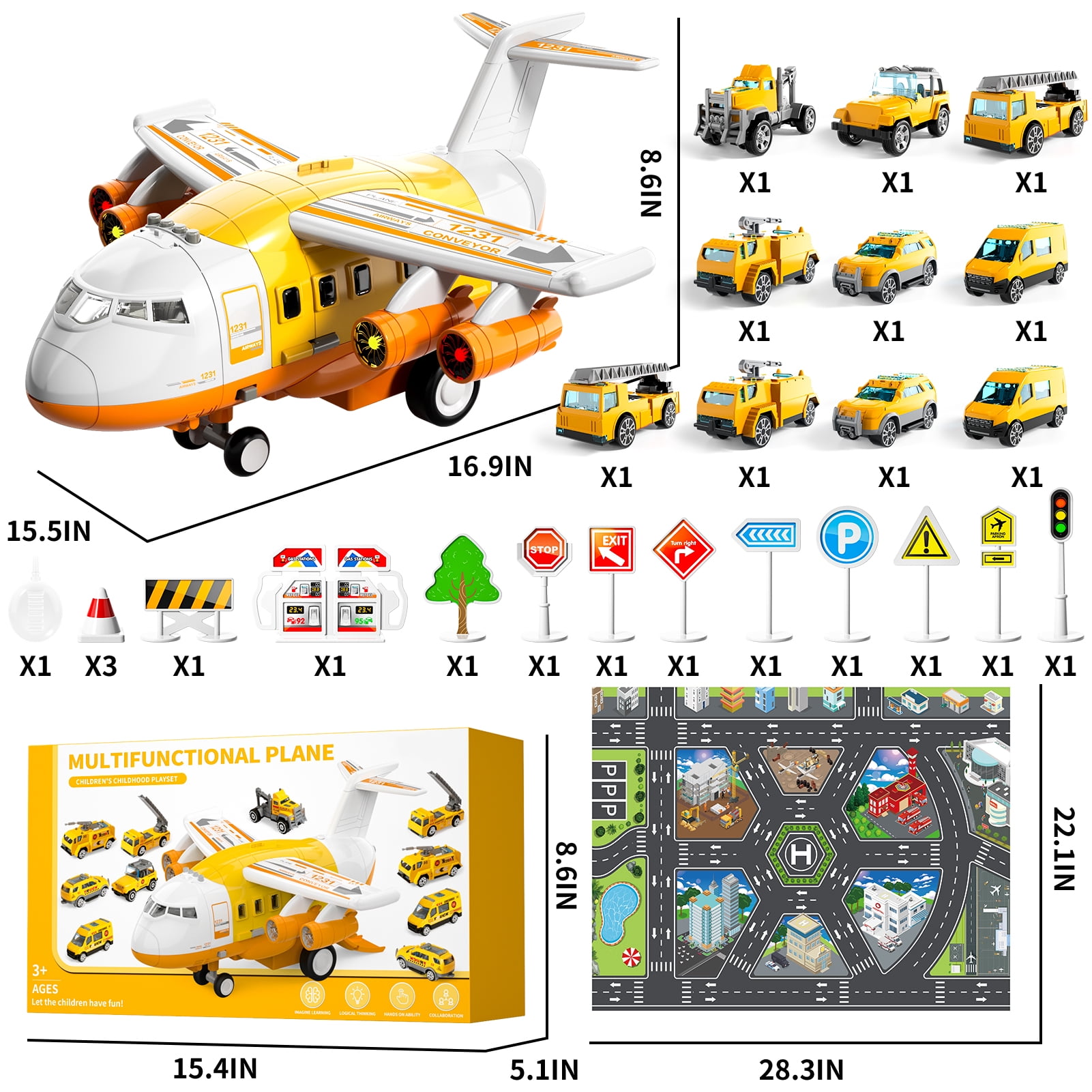 Lucky Doug Plane Toys for Toddlers Ages 1-6, Toddlers Airplane Car Toys, 1-6 Years Old Boys Gifts