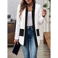thumbnail image 5 of Long Sleeve - Collar Black and White Color Matching Jacket Outfit for Women Basic Fall Winter L, 5 of 9