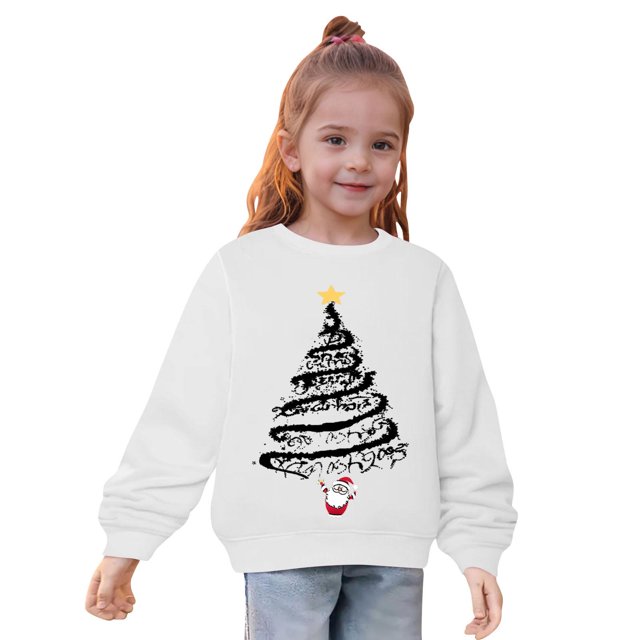 Diufon Chandail en Molleton de Noël pour Garçons et Filles Manches Longues Col Rond Chandail Automne Hiver Hauts Chauds