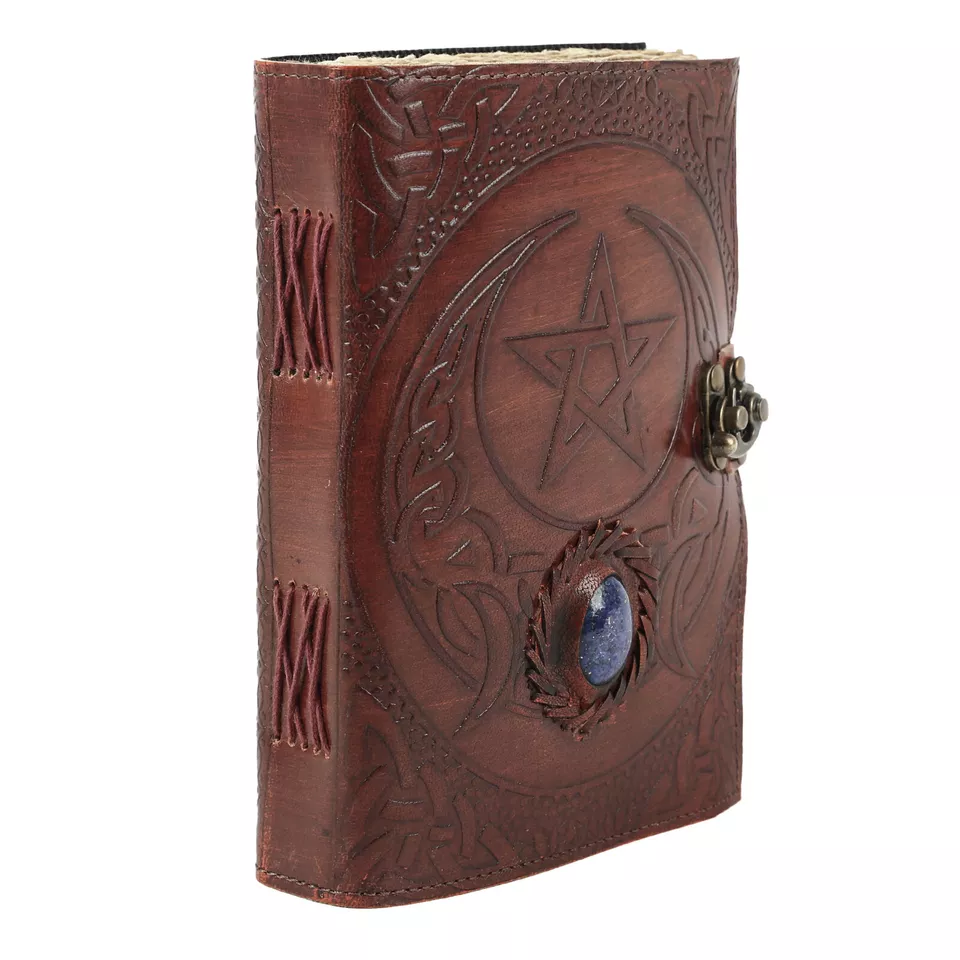 Vintage Leather Journal grimoire Celtic Witch Stone Leather Book of Shadows New