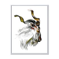 Designart 'Black and White Portrait Of Goat II' Farmhouse Framed Canvas Wall Art Print