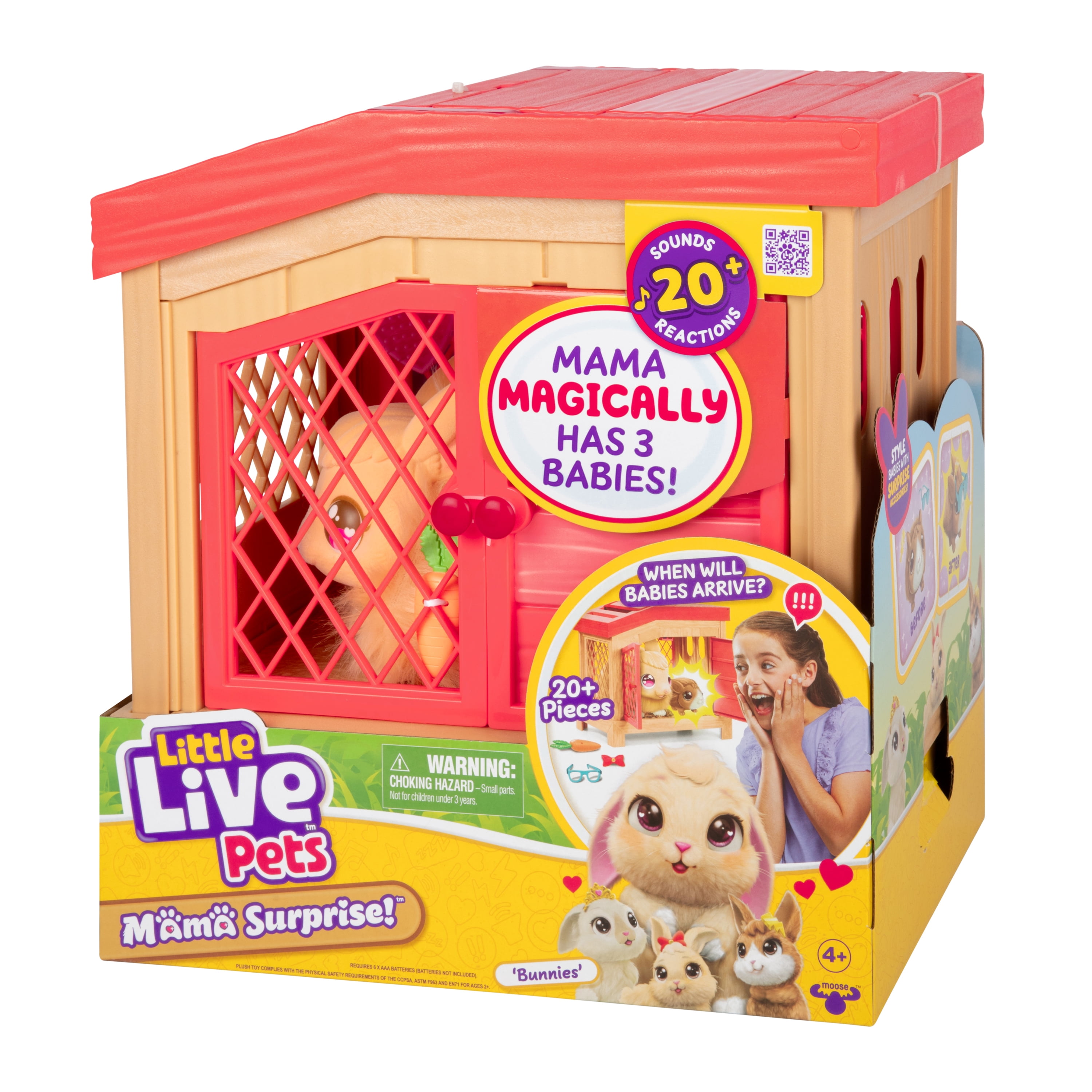 Little Live Pets Mama Surprise Bunny| Soft, Interactive Mama, 20+ Sounds & Reactions, Ages 4+