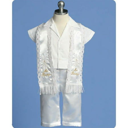 Angels Garment Baby Boy White Pants Stole Christening Outfit Set 3-24M