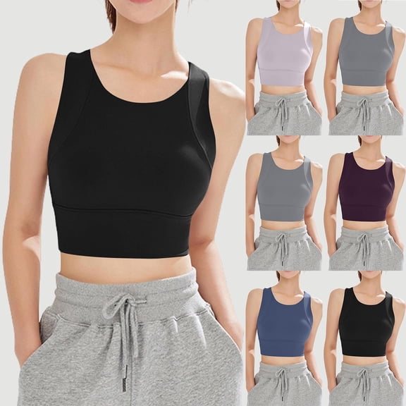 OVAFBAU Sports Bras for Women High Support Tank T Back Sports Bra Padded Shockproof Yoga Lift Underwears