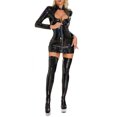 thumbnail image 3 of Vestido ajustado sexi de conejito de charol para mujer, conjunto con medias, fiesta Rave, aspecto húmedo, ropa de discoteca, disfraz, Vestido corto recortado, 3 of 5