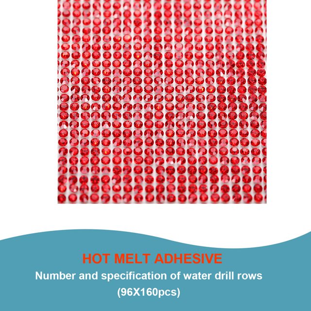 Baohd Crystal Rhinestone Ribbon Clothing Accessories Sticker Convenient Using Present Decoration Sheet with Shine Appearance Exquisite red 6 hot melt glue