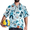 thumbnail image 4 of Ice Hockey Men's Casual Poplin Printed Button Down Short Sleeve Summer Beach Shirts - Unisex, 4 of 6