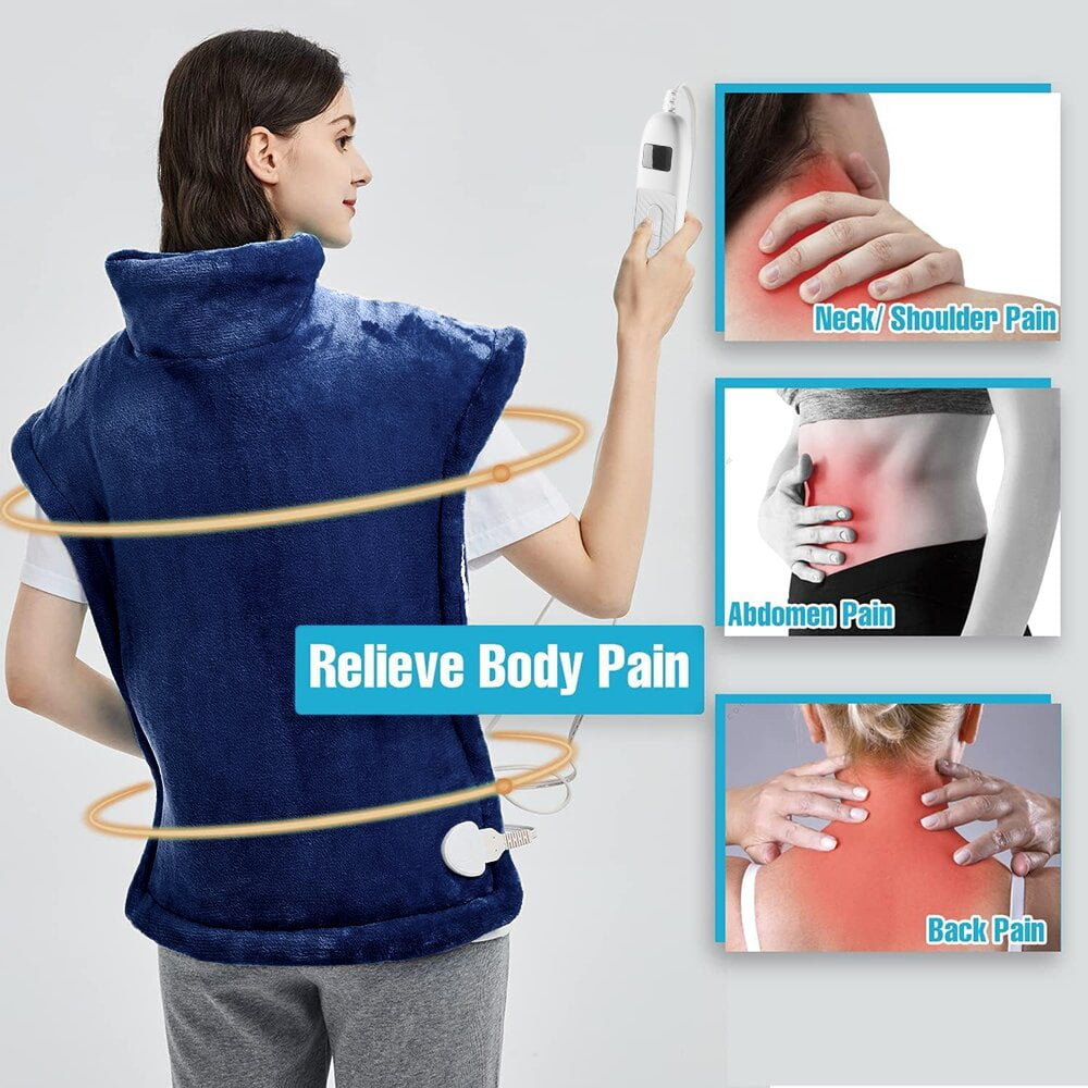 kibhous Heating Pad for Back, Neck and Shoulders, 24 x 33 inches with 10 Heating Levels , Dark Blue