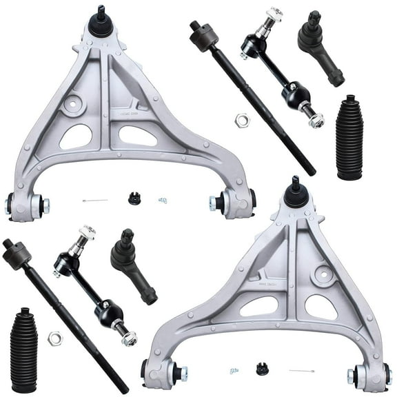 Detroit Axle - 4WD 10pc Front End Kit for Ford 2004 2005 F-150, 2 Lower Control Arms with Ball Joints Assembly 2 Stabilizer Sway Bar Links 4 Inner Outer Tie Rods 2 Boots Replacement