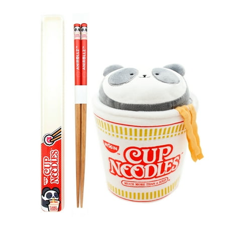 Anirollz x Nissin Stuffed Animal Plush with Chopstick Toy Set Pandaroll