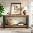 thumbnail image 3 of 63-Inch Long Console Table for Entryway, Farmhouse Wood Sofa Table Behind Couch, Rustic Brown & Black, 3 of 7
