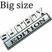 SHITBOX Edition Emblem 3D Fender Badge Decal Car Truck Replacement for F150 F250 F350 Chevy Silverado 1500 2500 C10 C15 6.9"x2.5"(Chrome Black 2 Pack)
