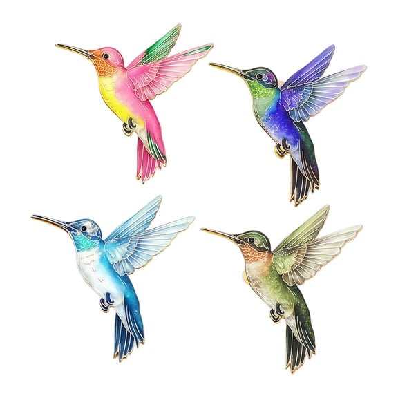 4Pcs Elegant Hummingbird Brooch Pin For Clothing Bags Hats Metal Fashion Accessory