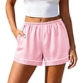 thumbnail image 4 of yillto Womens Satin Shorts Casual Summer Elastic Waist Lounge Silky Shorts Comfy Shorts with Pockets, 4 of 6