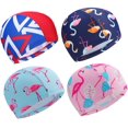 thumbnail image 2 of FYBTO 4pcs d'Un Ensemble de Bande Dessinée FYBTO Adorable Bonnet de Natation Doux Chapeau de Natation Mode Chapeau Extensible de Natation pour les Enfants Filles Garçons Enfants (Style Mixte), 2 of 7