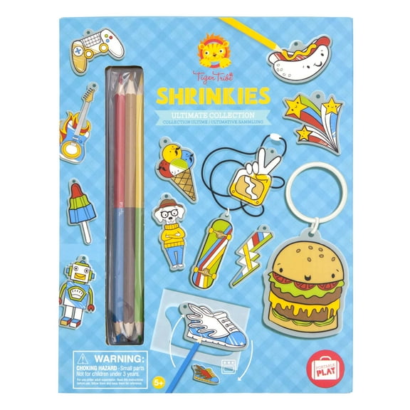 Tiger Tribe Shrinkies Ultimate Craft Kit: Color & Bake Design Charms for Jewelry & Keychains - Kids Arts & Crafts Ages 5  with Adult Supervision