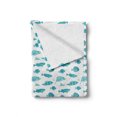 thumbnail image 2 of Fish Soft Flannel Fleece Throw Blanket, Doodle Artwork of Ocean Animal Silhouettes Aquatic Underwater Life, Cozy Plush for Indoor and Outdoor Use, 60" x 80", Mint Green White, by Ambesonne, 2 of 6