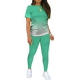 thumbnail image 2 of Innerwin Sweatsuits Gradient Women Jogger Set Jogging Crew Neck Skinny Two Piece Outfit Light Green 5XL, 2 of 4