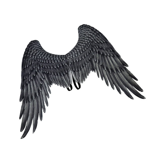Bewildely Halloween 3D grandes alas de ángel Prop Hada no tejido decoración de vacaciones suministros de fiesta con correas elásticas accesorios Kits de decoración para fiestas Negro Bewildely HA043399-01
