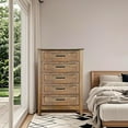 thumbnail image 2 of EDTara 5 Drawers Dresser for Bedroom, Wood Rustic Tall Chset of Drawers, Farmhouse Dresser Chests with Storage Organizer for Bedroom,Living Room,Hallway and Entryway, 2 of 8