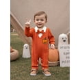 thumbnail image 6 of My First Halloween Baby Boy Outfit Newborn Pumpkin Embroidery Knit Romper Long Sleeve Lapel Jumpsuit with Bowtie Infant Christmas Clothes, 6 of 9