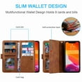 thumbnail image 3 of Dteck Case For iPhone 11 6.1 inch 2019 Luxury PU Leather 9 Card Holder Flip Magnetic Wallet Purse Case with Zipper Coin/Cash Pocket Fold Stand, brown, 3 of 8