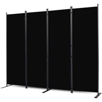 Room Divider, 4 Panel Folding Privacy Screens with Wider Feet, 6 Ft Portable Room Partition for Room Separator, Room Divider Panel 88" W X 71" H, Partition Room Dividers Freestanding，Black