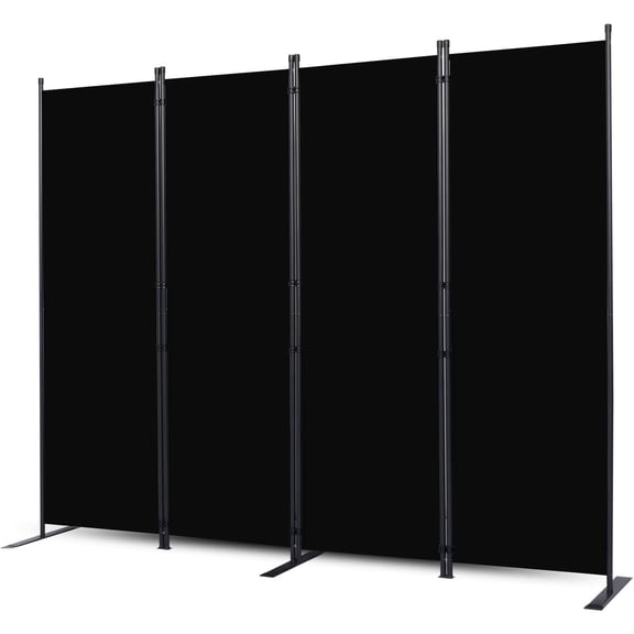 Room Divider, 4 Panel Folding Privacy Screens with Wider Feet, 6 Ft Portable Room Partition for Room Separator, Room Divider Panel 88" W X 71" H, Partition Room Dividers Freestanding，Black