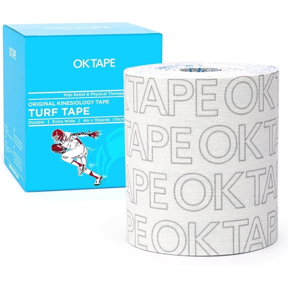 OK TAPE Turf Tape Football, Extra Wide Kinesiology Tape, Protects Arm from Turf Burn, Waterproof, Flexible, Super Sticky, White Athletic Tape (4 Inch x 30 Feet)