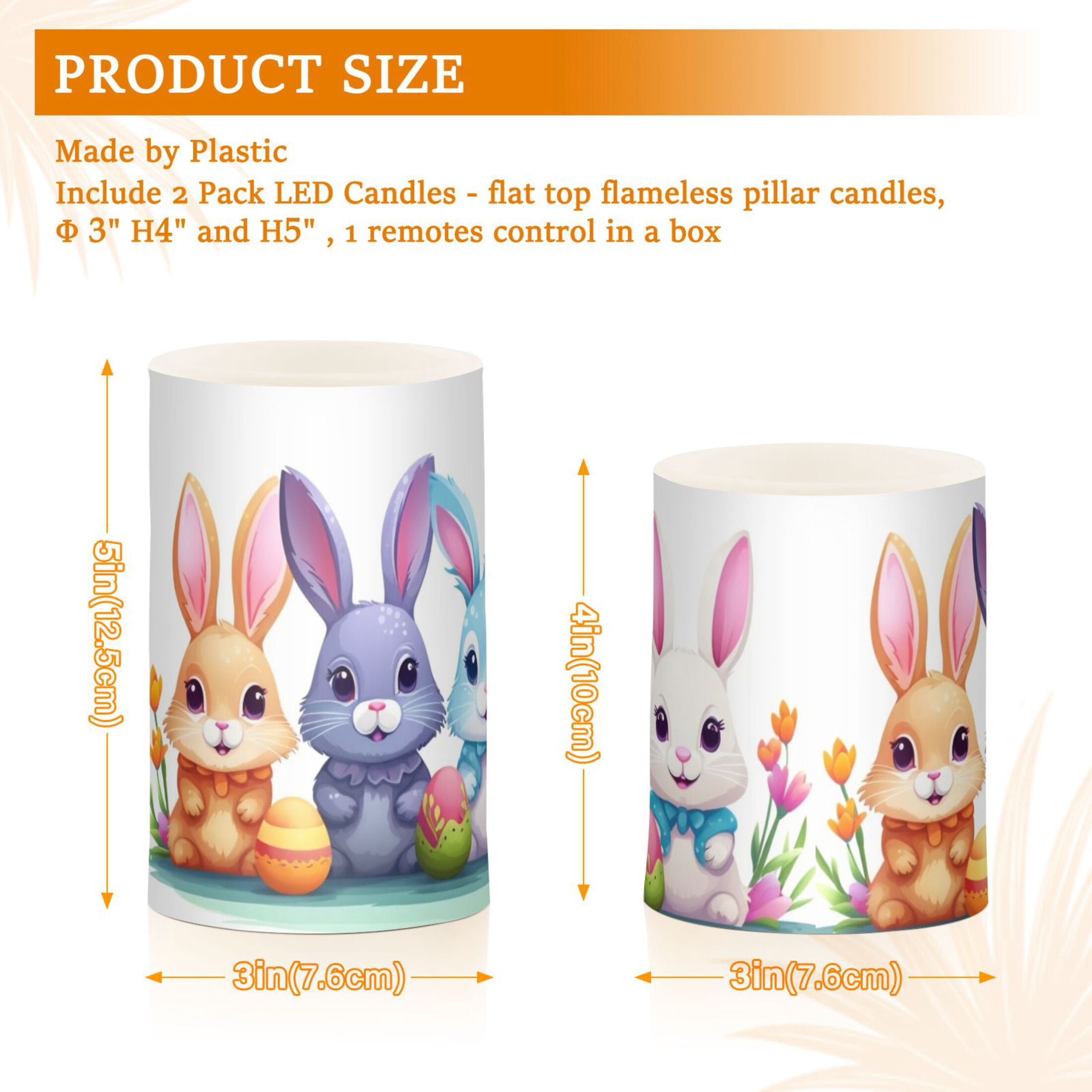 Cute Rabbit and Easter Egg Flameless Candles with Remote Timer LED Battery Operated Flickering Candle Light for Festival Wedding Home Party