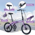 thumbnail image 2 of 20" Folding City Bike for Adults/Men/Women, 8 Speed Foldable Bicycle with Aluminum Alloy Frame, Anti-Slip and Wear-Resistant, Purple, 2 of 5